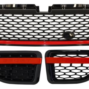 Central Grille and Side Vents Assembly suitable for Land Range Rover Sport L320 (2005-2008) Autobiography Look Black Red Edition