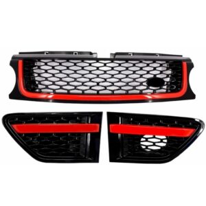 Central Grille and Side Vents Assembly suitable for Land Range Rover Sport L320 Facelift (2010-2013) Autobiography Look Black Red Edition