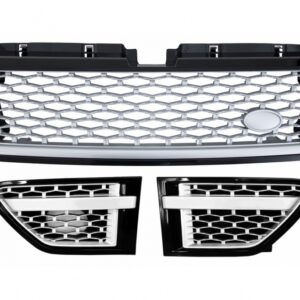Central Grille and Side Vents Assembly suitable for Land Range Rover Sport L320 Facelift (2009-2013) Autobiography Look Black Silver Edition