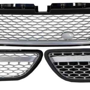 Central Grille and Side Vents Assembly suitable for Land Range Rover Sport L320 (2005-2008) Autobiography Look Black Silver Edition