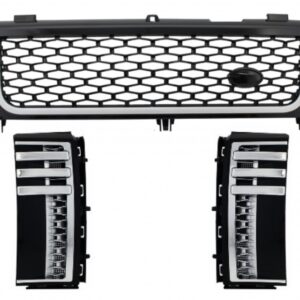 Central Grille and Side Vents Assembly suitable for Land Range Rover Vogue III L322 (2002-2005) Piano Black & Silver Autobiography Supercharged Edition