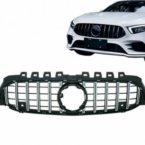 Central Grille suitable for Mercedes A-Class W177 Hatchback V177 Sedan (04.2018-2022) GT-R Panamericana Design Black Chrome