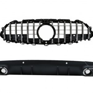 Central Grille with Diffuser and Exhaust Tips Black Suitable for Mercedes CLS-Class C257 (2018-up) GTR CLS53 Design only AMG Line Rear Bumper