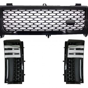 Central Grille with Side Vents Grilles suitable for Land Range Rover Vogue III L322 (2002-2005) All Black Autobiography Supercharged Edition
