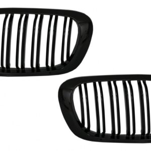 Central Kidney Grilles suitable for BMW 3 Series E46 Coupe Cabrio 2 Doors Non Facelift (1999-2002) Double Stripe M Design Piano Black