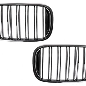 Central Kidney Grilles suitable for BMW 7 Series G11 G12 (2015-02.2019) Double Stripe M Design Piano Black
