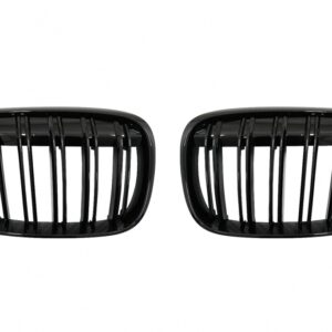 Central Kidney Grilles suitable for BMW X1 SUV F48 Pre-LCI (06.2015-2019) Double Stripe M Design Piano Black