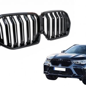 Central Kidney Grilles suitable for BMW X6 G06 (2019–) Double Stripe M Design Piano Black