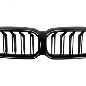 Central Kidney Grilles with LED suitable for BMW 5 Series G30 G31 LCI (07.2020-2023) Double Stripe Design Piano Black