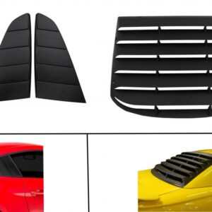 Classic Quarter Side Window Louvers suitable for Ford Mustang Mk6 VI Sixth Generation (2015-2019) with Rear Window Louvers Black PFT Design