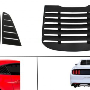 Classic Quarter Side Window Louvers suitable for Ford Mustang Mk6 VI Sixth Generation (2015-2019) with Rear Window Louvers Look Black