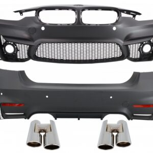 Complete Body Kit suitable for BMW 3 Series F30 (2011-2019) with Chromed Exhaust Muffler Tips EVO II M3 Design