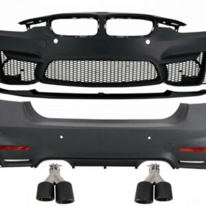 Complete Body Kit suitable for BMW F30 (2011-2019) with Dual Twin Exhaust Muffler Tips Carbon Fiber EVO II M3 CS Style Without Fog Lamps