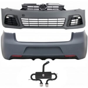 Complete Body Kit suitable for VW Golf VI 6 R20 Look (2008-2013) with Complete Exhaust System R20 Assembly