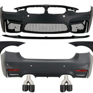 Complete Body Kit with Carbon Fiber Exhaust Muffler Tips and Front Fenders suitable for BMW F30 (2011-2019) EVO II M3 CS Style Without Fog Lamps
