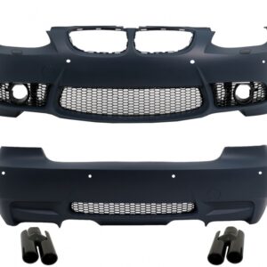 Complete Body Kit with Exhaust Muffler Tips Piano Black suitable for BMW 3 Series E92 Coupe E93 Cabrio Non-LCI (2006-2009) M3 Design