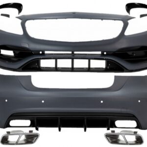 Complete Body Kit with Exhaust Muffler Tips suitable for Mercedes A-Class W176 (2012-2018) Facelift A45 Design