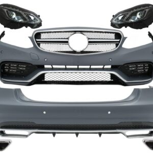 Complete Body Kit with Exhaust Tips and LED Xenon Headlights suitable for Mercedes E-Class W212 (2013-2016) E63 Design