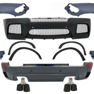 Complete Body Kit with Front Fenders and Twin Exhaust Muffler Tips Carbon Fier Matte suitable for BMW X5 E70 (2007-2013) X5M M Design
