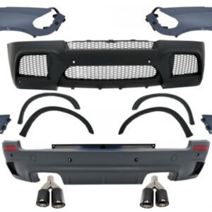 Complete Body Kit with Front Fenders with Dual Twin Exhaust Muffler Tips Carbon Fiber Matte suitable for BMW X5 E70 (2007-2013) X5M M Design
