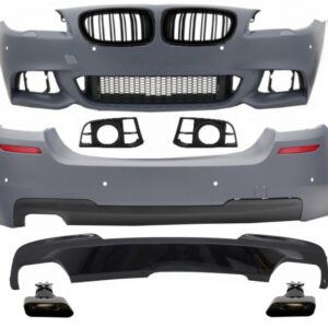 Complete Body Kit with Kidney Grilles suitable for BMW F10 5 Series (2014-2017) Facelift LCI M-Technik 550i Design Brilliant All Black Edition