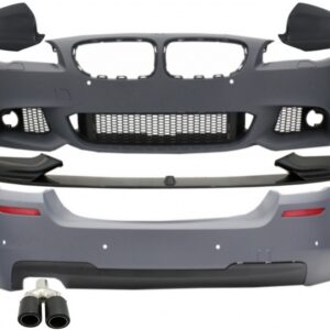Complete Body Kit with Spoiler Lip and Mirror Covers Rear Carbon & Exhaust Muffler Tip Matte Carbon suitable for BMW 5 Series F10 Non LCI (2011-2014) M Design