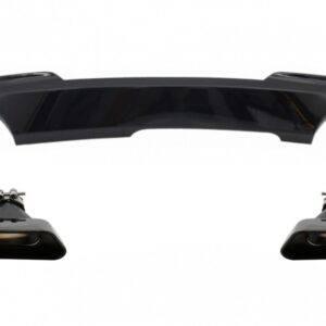 Double Outlet Air Diffuser Brilliant Black Edition with Exhaust Muffler Tips Sport M-Tech 550i V8 LCI Square suitable for BMW F10 F11 (2011-2017)