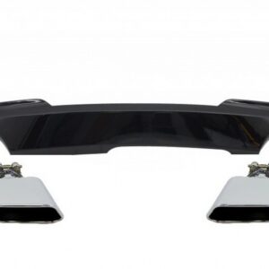 Double Outlet Air Diffuser Brilliant Black Edition with Exhaust Muffler Tips Sport M-Teck 550i V8 LCI Square suitable for BMW F10 F11 2011-2017