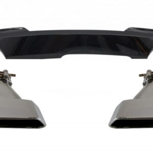 Double Outlet Air Diffuser Brilliant Black Edition suitable for BMW F10 F11 (2011-2017) with Exhaust Muffler Tips Sport M-Teck 550i V8 LCI Square Design