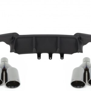 Double Outlet Air Diffuser suitable for BMW 5 Series F10 F11 (2011-2017) M Sport Design with Exhaust Muffler Tips Black