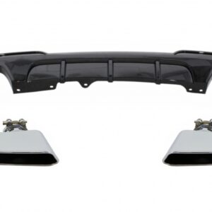 Double Outlet Air Diffuser suitable for BMW 5 Series F10 F11 (2011-2017) with Exhaust Muffler Tips M-Performance Design Piano Black