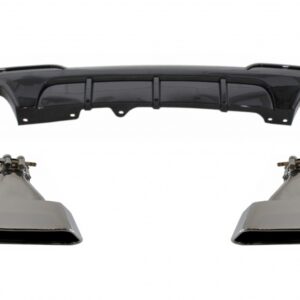 Double Outlet Air Diffuser suitable for BMW 5 Series F10 F11 (2011-2017) with Exhaust Muffler Tips M-Performance Design Piano Black