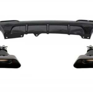 Double Outlet Air Diffuser suitable for BMW 5 Series F10 F11 (2011-2017) with Exhaust Muffler Tips M-Performance Design Piano Black