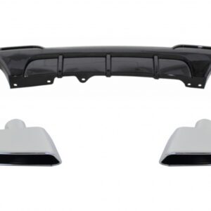 Double Outlet Air Diffuser suitable for BMW 5 Series F10 F11 (2011-2017) with Exhaust Muffler Tips M-Performance Design Piano Black