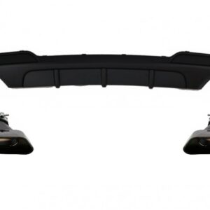 Double Outlet Air Diffuser suitable for BMW F10 5 Series (2011-2017) M-Performance Design with Black Exhaust Muffler Tips V8 LCI Square Design