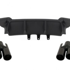 Double Outlet Air Diffuser suitable for BMW F10 5 Series (2011-2017) M Design with Exhaust Muffler Tips Piano Black