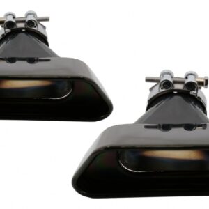 Exhaust Muffler Tips suitable for BMW 5 Series Sedan Touring F10 F11 F18 (2011-2017) 550i V8 LCI Square Design Black Edition