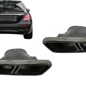 Exhaust Muffler Tips suitable for Mercedes E-Class W213 (2016-up) E63 S Design GLC SUV X253 GLC Coupe C253 (2015-2017) Black