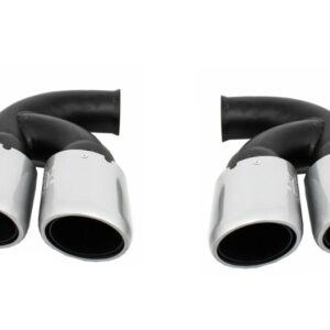 Exhaust Muffler Tips suitable for Porsche Cayenne 92A V6 V8 Petrol (05.2010-09.2014) GTS Design Silver