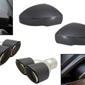 Exhaust Muffler Tips with Mirror Covers suitable for Land Range Rover Vogue L405 (2013-2017) Sport L494 (2013-2017) Discovery V L462 Real Carbon Fiber