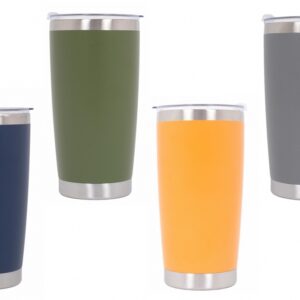 Family Pack 4pcs Thermos Stainless Steel SS304 Insulated Mug with Lid Double Wall Orange Green Gray Blue 20oz 590ml
