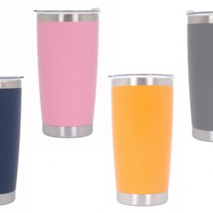 Family Pack 4pcs Thermos Stainless Steel SS304 Insulated Mug with Lid Double Wall Orange Pink Gray Blue 20oz 590ml
