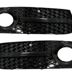 Fog Lamp Covers Side Grilles suitable for AUDI A4 B8 8K (2007-2011) S4 Design Black Edition