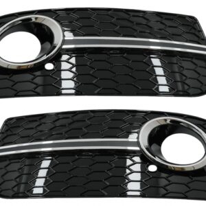 Fog Lamp Covers Side Grilles suitable for Audi Q5 SUV 8R Facelift (2012-2016) RS Design Black & Chrome