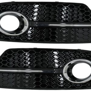 Fog Lamp Covers Side Grilles suitable for Audi Q5 SUV 8R (2008-2011) RS Design Piano Black Chrome