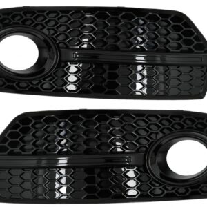 Fog Lamp Covers Side Grilles suitable for Audi Q5 SUV 8R (2008-2011) RS Design Piano Black