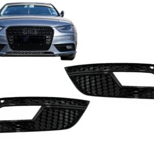 Fog Lamp Covers suitable for Audi A4 B8 Facelift (2012-2015) RS4 Design Black