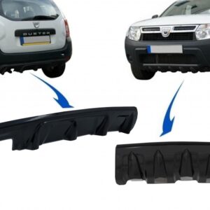 Front and Rear Bumper Skid Plate Protection suitable for Dacia Duster 4x4 / 4x2 (2010-2017) Piano Black