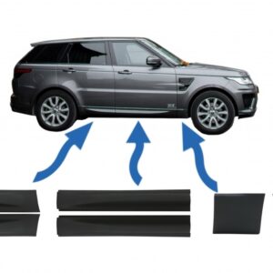 Front and Rear Lower Door Moldings & Front Lower Fender Moldings suitable for Land Rover Sport L494 (2013-up) Black