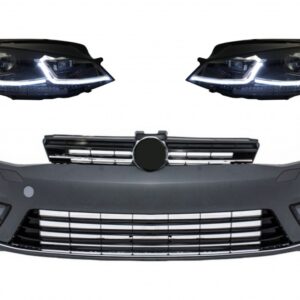 Front Bumper and LED Headlights with Sequential Dynamic Turning Lights suitable for VW Golf VII 7 (2013-2017) R-Line Look